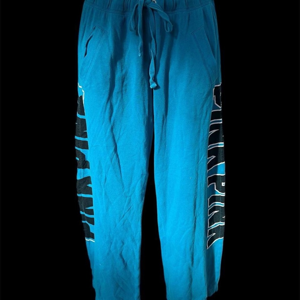 PINK Victoria's Secret Blue Joggers with Black Logo